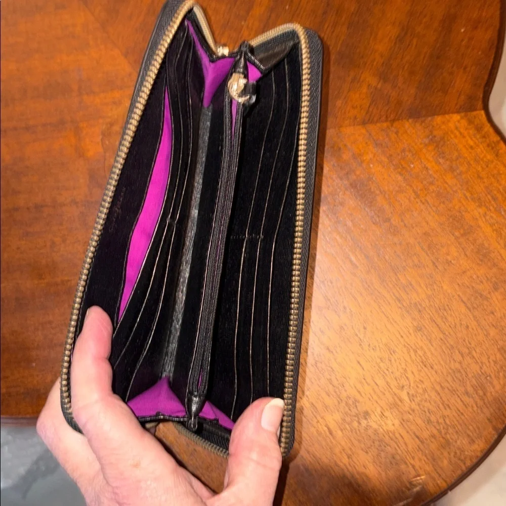Cole Haan  Vintage  Wallet  Clutch Black soft Saffiano  Beautiful Lacy edges EUC